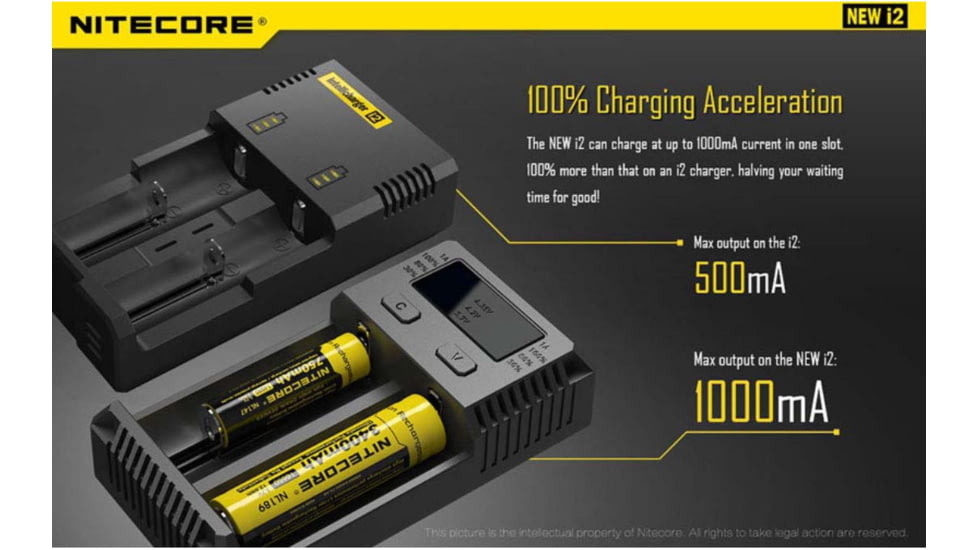 Nitecore I2 Intellicharger 2-Slot Universal Battery Charger, Black, 6952506491384