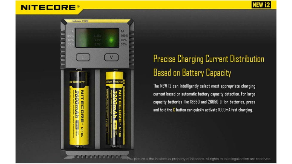 Nitecore I2 Intellicharger 2-Slot Universal Battery Charger, Black, 6952506491384
