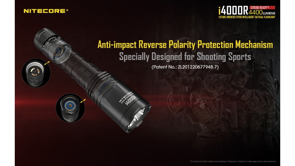 Nitecore i4000R 4400 Lumen USB-C Rechargeable LED Flashlight, Black, 6952506405848