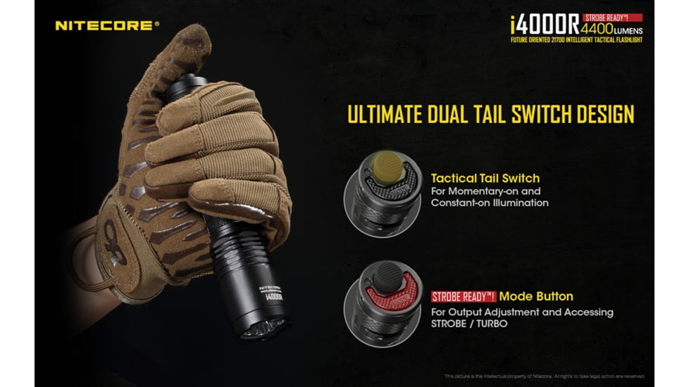 Nitecore i4000R 4400 Lumen USB-C Rechargeable LED Flashlight, Black, 6952506405848