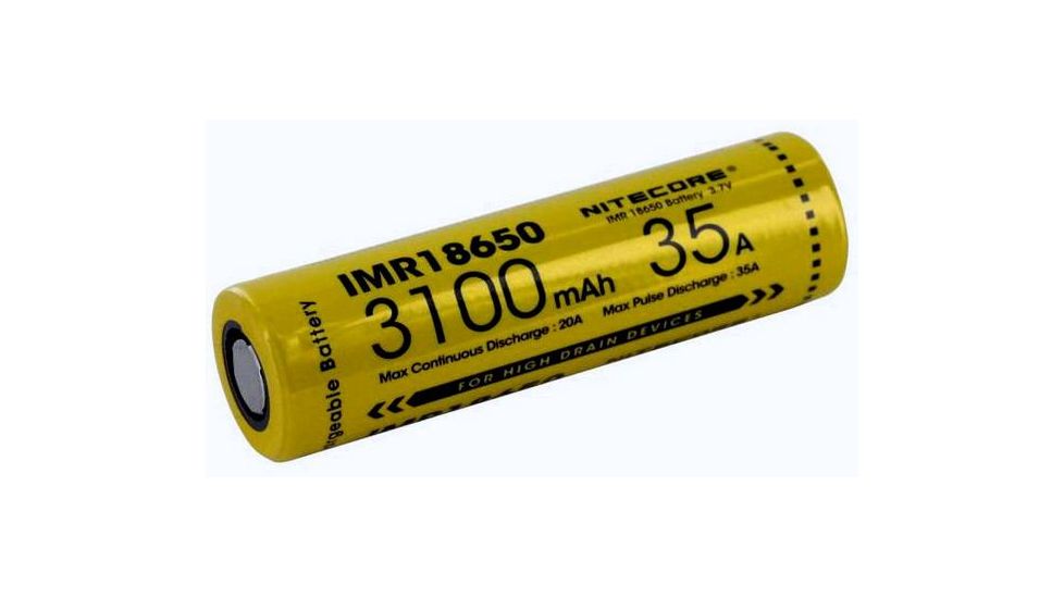 Nitecore IMR 18650 3100mAh 3.7V Unprotected 35A Li-Mn Rechargeable Flat Top Battery, Black, IMR18650-3100-35