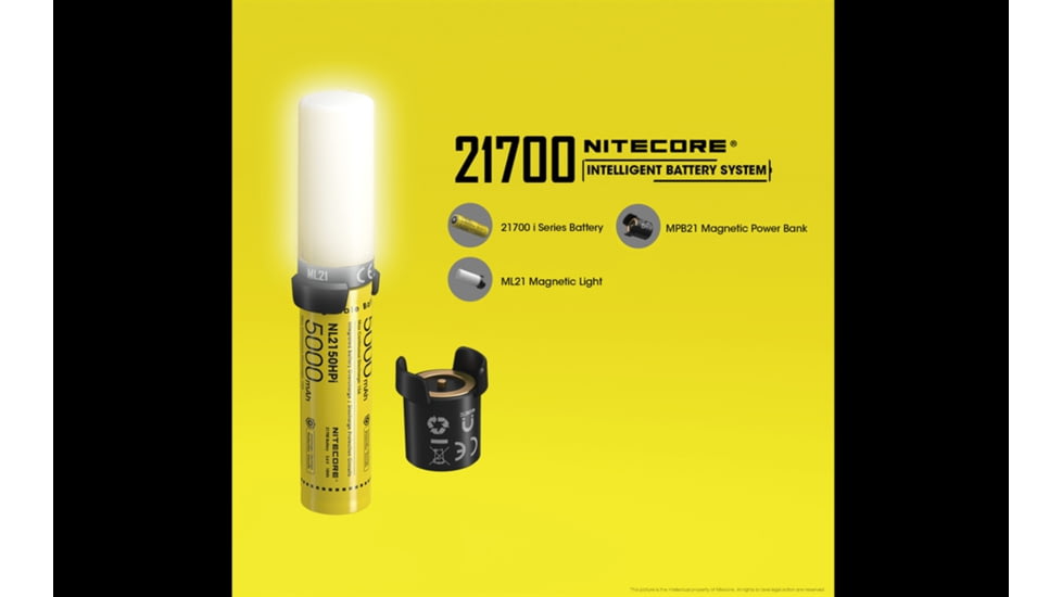 Nitecore Intelligent 21700 Battery System with Lantern and Charger, Black, 6952506493906