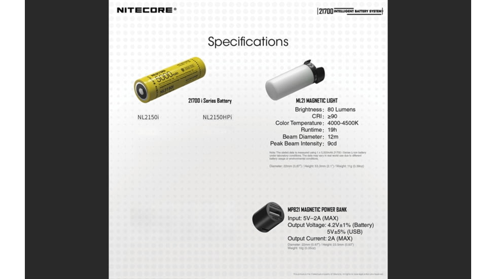 Nitecore Intelligent 21700 Battery System with Lantern and Charger, Black, 6952506493906
