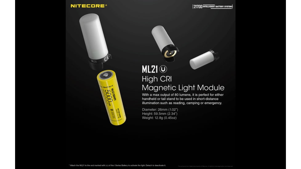 Nitecore Intelligent 21700 Battery System with Lantern and Charger, Black, 6952506493906