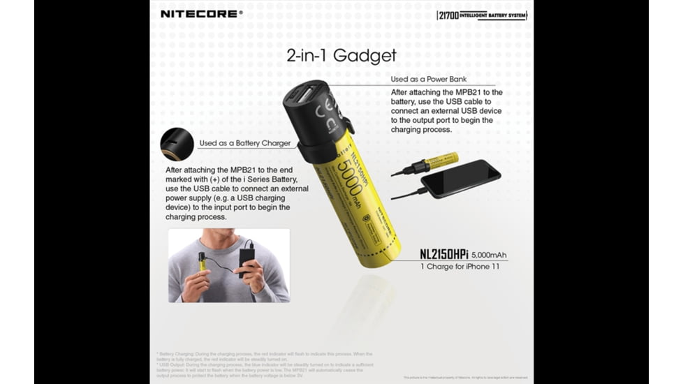 Nitecore Intelligent 21700 Battery System with Lantern and Charger, Black, 6952506493906
