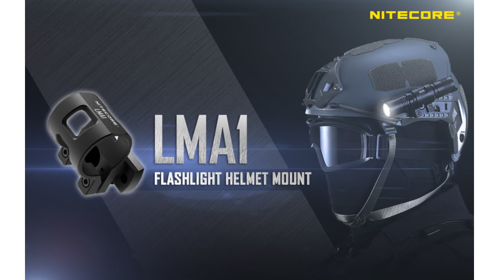 Nitecore LMA1 Rotary Flashlight Helmet Mount, Black, 6952506494156