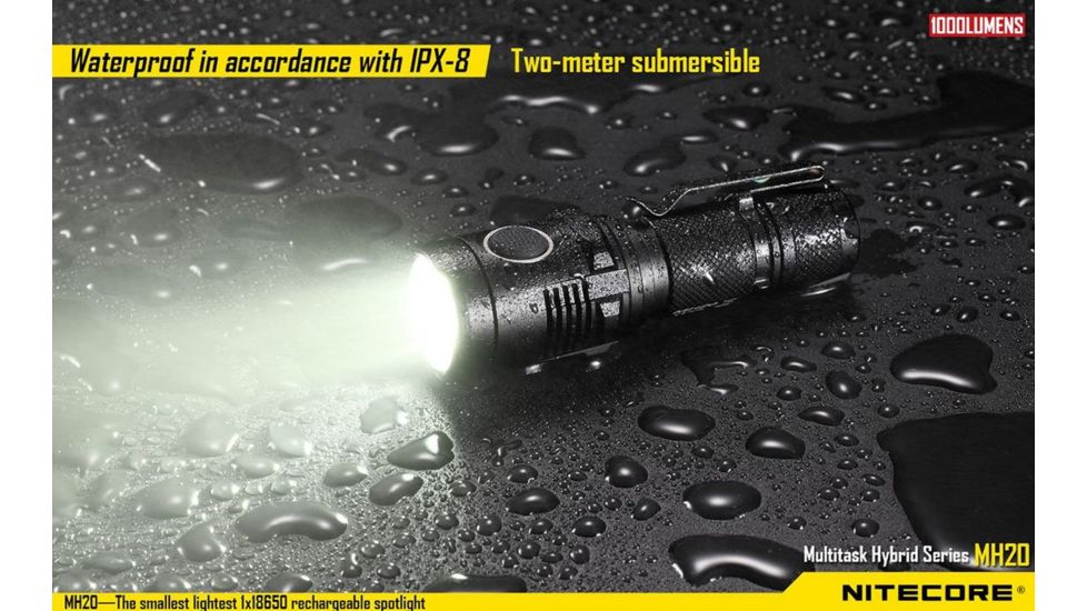 Nitecore MH20 Rechargeable CREE XM-L2 U2 LED Flashlight,1000 Lumens, Black NITECORE-MH20