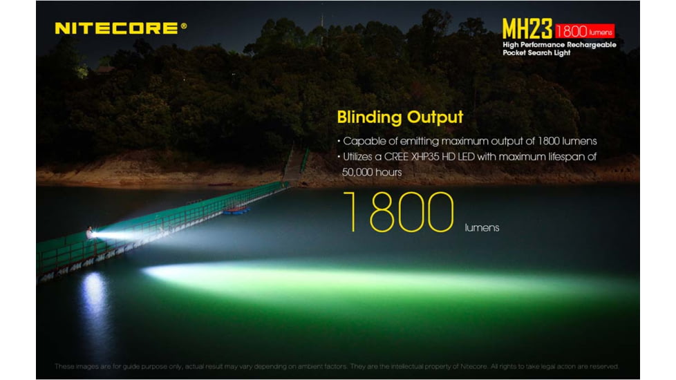 Nitecore MH23 1800 Lumen USB Rechargeable Compact EDC Flashlight, Black, 6952506404001