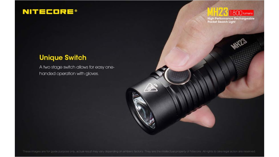 Nitecore MH23 1800 Lumen USB Rechargeable Compact EDC Flashlight, Black, 6952506404001