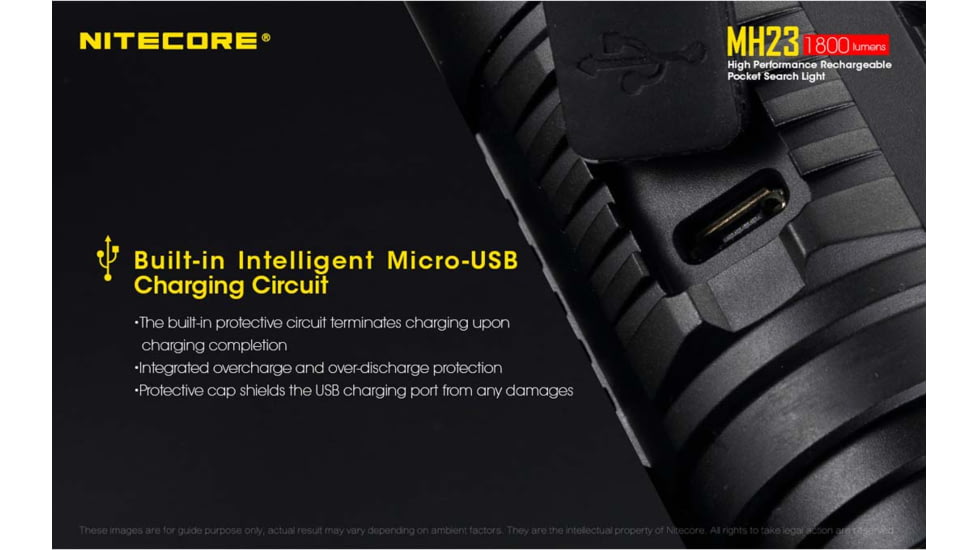 Nitecore MH23 1800 Lumen USB Rechargeable Compact EDC Flashlight, Black, 6952506404001