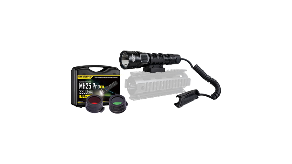 Nitecore MH25 Pro 3300 Lumen Long Throw Rechargeable Hunting Light Kit, Carbon Fiber, MH25PRO-KIT