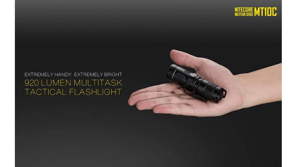 Nitecore MT10C 920 Lumen Rotary Helmet Mounting Rechargeable Flashlight Kit, Black, 6952506466740