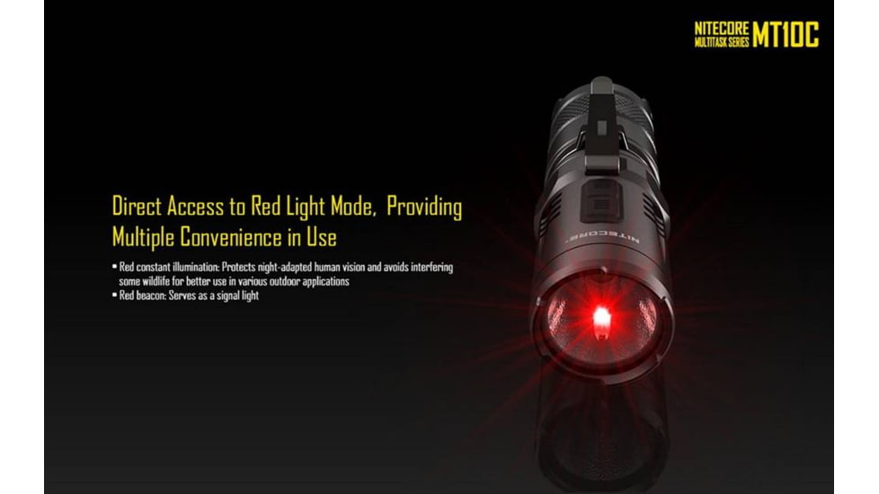 Nitecore MT10C 920 Lumen Rotary Helmet Mounting Rechargeable Flashlight Kit, Black, 6952506466740