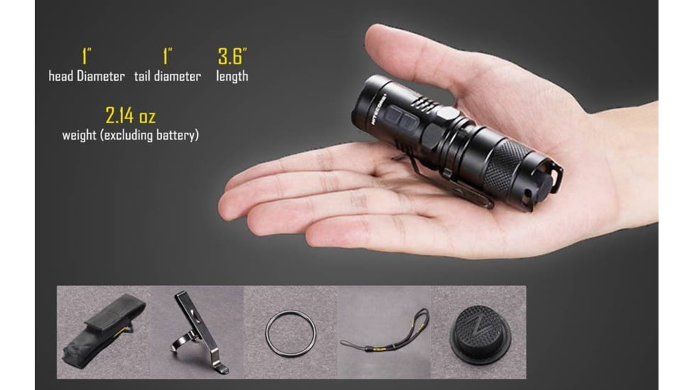 Nitecore MT10C 920 Lumen Rotary Helmet Mounting Rechargeable Flashlight Kit, Black, 6952506466740