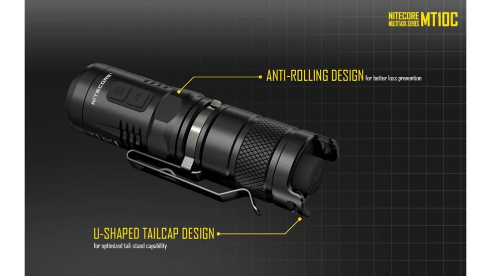 Nitecore MT10C 920 Lumen Rotary Helmet Mounting Rechargeable Flashlight Kit, Black, 6952506466740