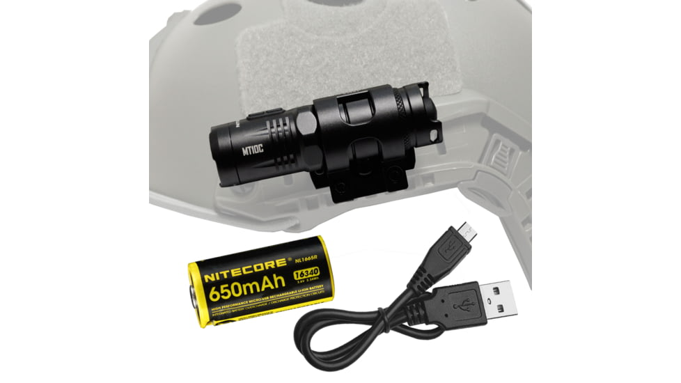 Nitecore MT10C 920 Lumen Rotary Helmet Mounting Rechargeable Flashlight Kit, Black, 6952506466740
