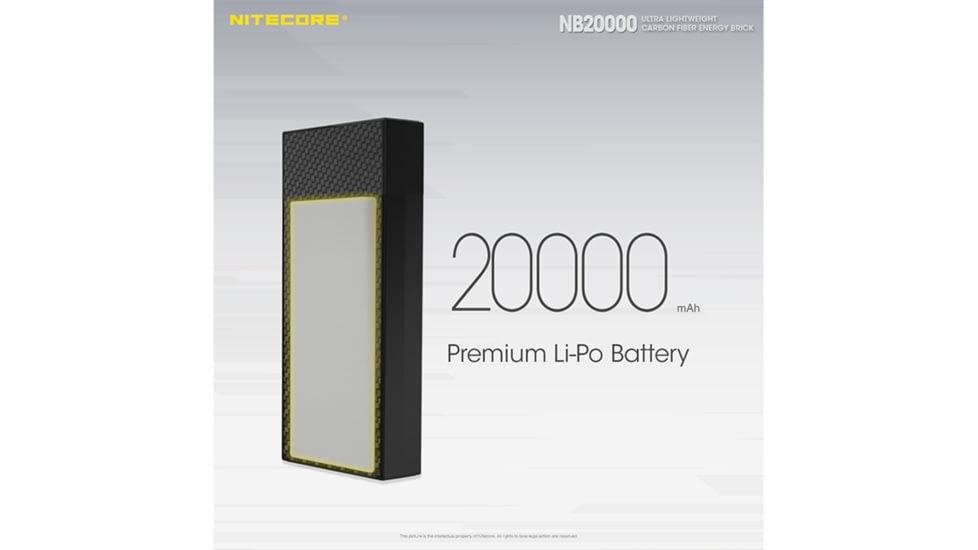 Nitecore NB20000 QC USB &amp; USB-C 4 Port 20000mAh Power Bank, Black, 6952506494446