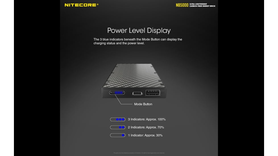 Nitecore NB5000 5000mAh Power Bank with QC USB/USB-C Dual Ports, Black, 6952506494132