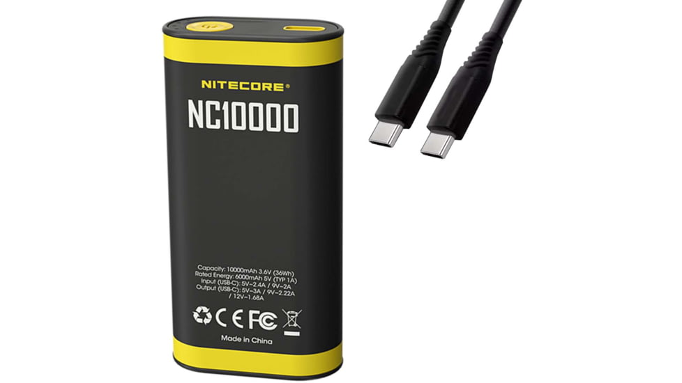 Nitecore NC10000 USB-C QC/PD 10000mAh Outdoor Power Bank, Black, 6952506495429