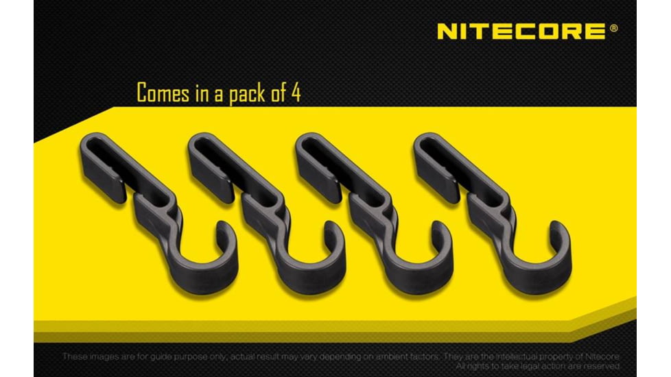 Nitecore NHC10 Helmet/Hard Hat Clips for Headlamps, 4 Per Pack, Black, 6952506492428