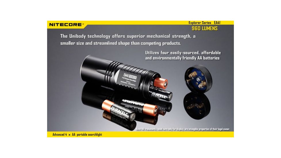 Nitecore EA41 XML2 960 Lumen 4AA Waterproof LED Flashlight,Black NITECORE-EA41-XML2
