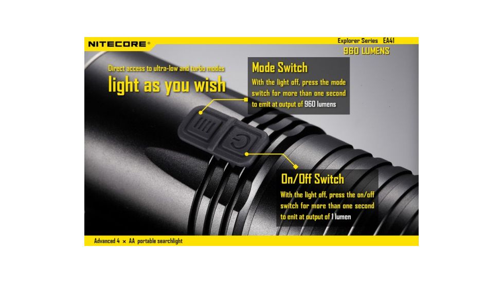 Nitecore EA41 XML2 960 Lumen 4AA Waterproof LED Flashlight,Black NITECORE-EA41-XML2