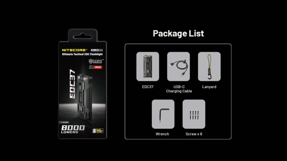 Nitecore EDC37 USB-C Rechargeable 8000 Lumens LED EDC Flashlight