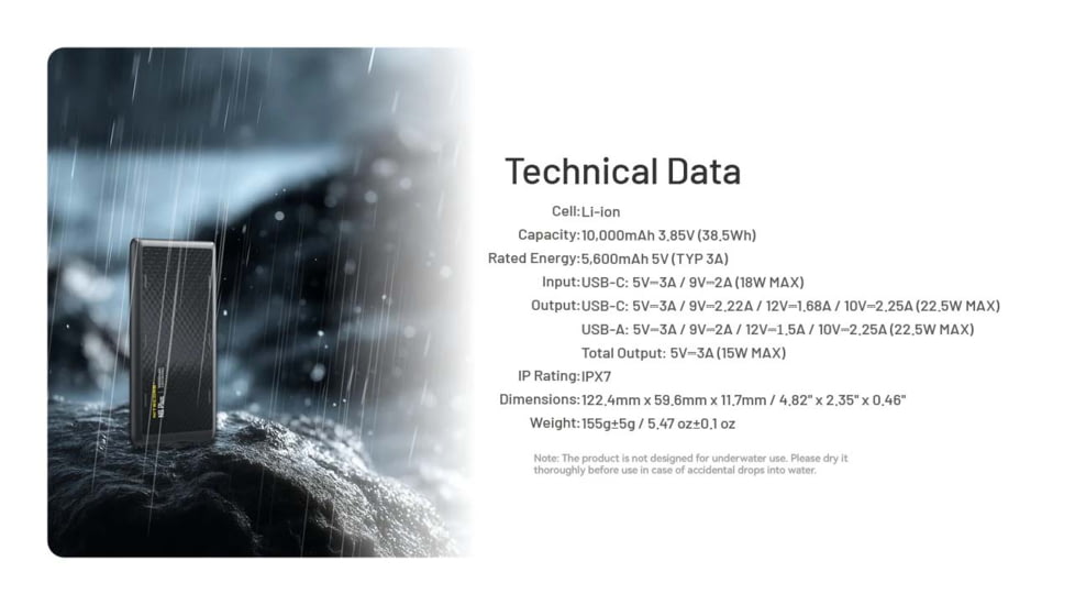 Nitecore Nitecore NB Plus 10,000mAh USB-A/USB-C Lightweight Power Bank