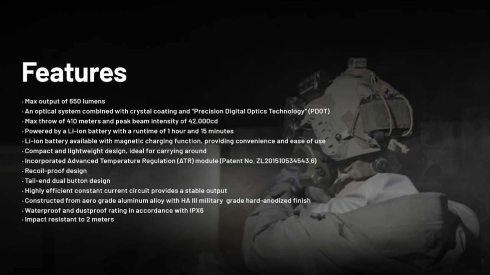 Nitecore NPL27 USB-C Rechargeable 650 Lumens LED Rail Mount Weapon Light