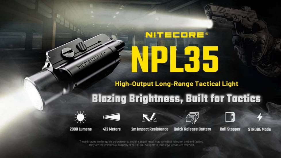 Nitecore NPL35 USB-C Rechargeable 2000 Lumens LED Rail Mount Weapon Light
