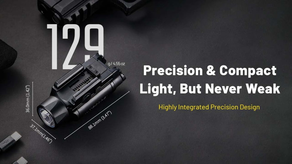 Nitecore NPL35 USB-C Rechargeable 2000 Lumens LED Rail Mount Weapon Light