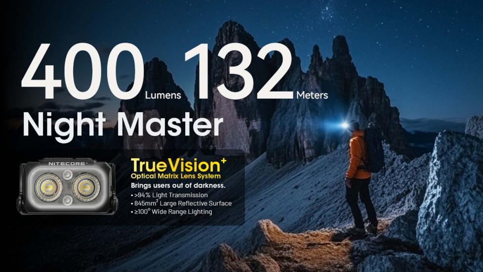 Nitecore NU25 MCT USB-C Rechargeable 400 Lumens LED Multi-Temperature Headlamp