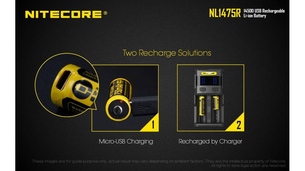Nitecore NL1475R 750mAh USB Rechargeable 14500 Battery, Yellow, 6952506492404