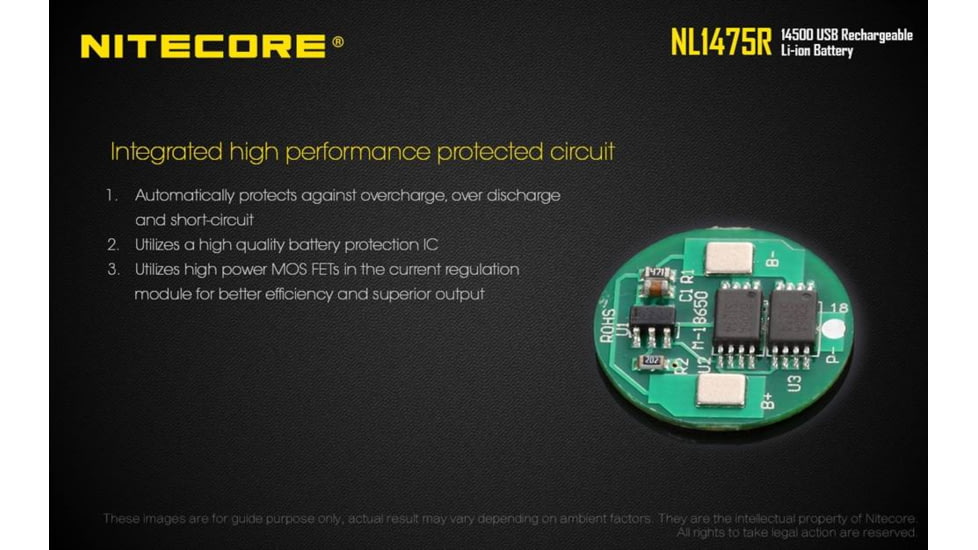 Nitecore NL1475R 750mAh USB Rechargeable 14500 Battery, Yellow, 6952506492404