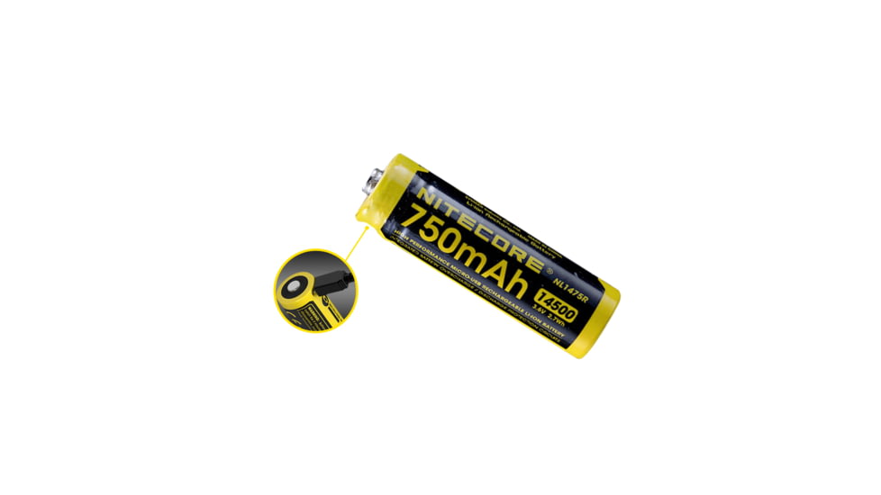 Nitecore NL1475R 750mAh USB Rechargeable 14500 Battery, Yellow, 6952506492404