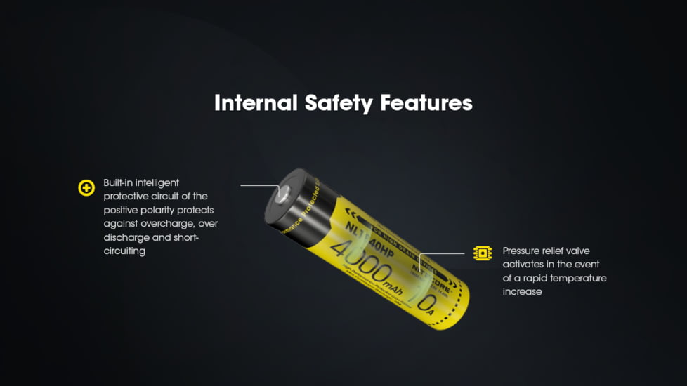 Nitecore NL1840HP 4000mAh Rechargeable 18650 Battery, Black/Yellow, 6952506496402