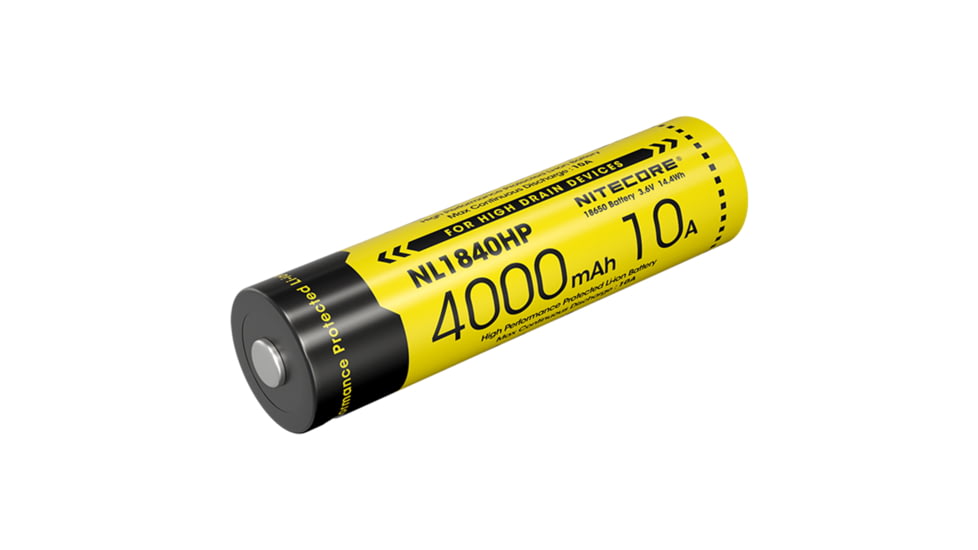 Nitecore NL1840HP 4000mAh Rechargeable 18650 Battery, Black/Yellow, 6952506496402