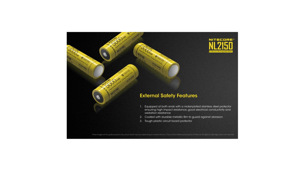 Nitecore NL2150HP 5000mAh High Performance Rechargeable 21700 Battery, Yellow, 6952506405831