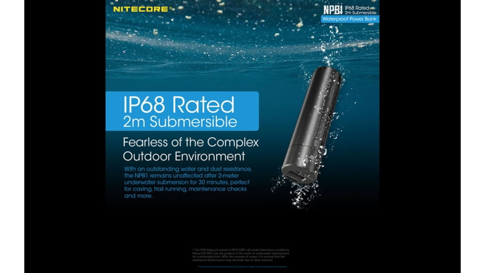 Nitecore NPB1 5000mAh Waterproof Power Bank, Black, 6952506494002