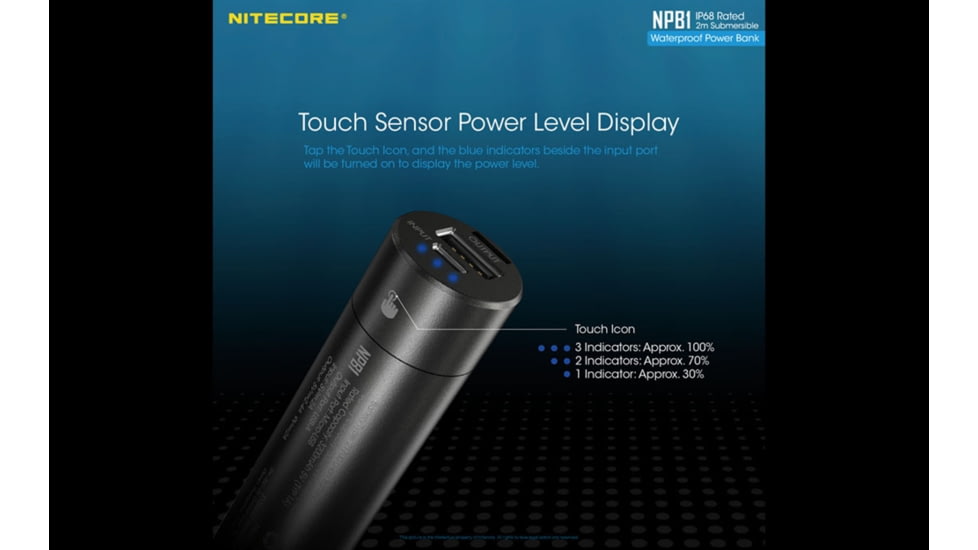 Nitecore NPB1 5000mAh Waterproof Power Bank, Black, 6952506494002