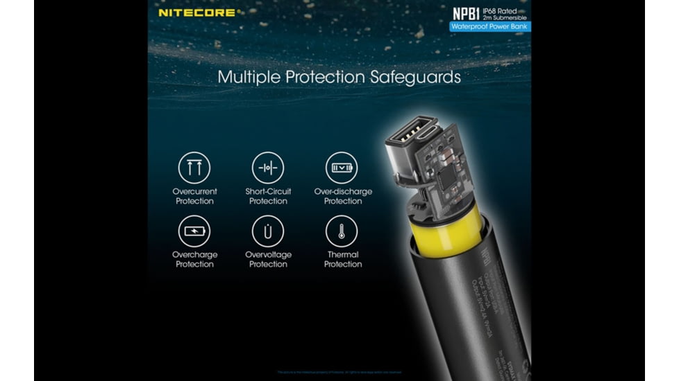 Nitecore NPB1 5000mAh Waterproof Power Bank, Black, 6952506494002