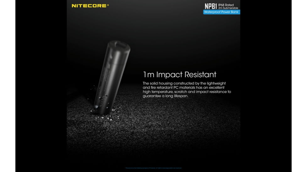 Nitecore NPB1 5000mAh Waterproof Power Bank, Black, 6952506494002