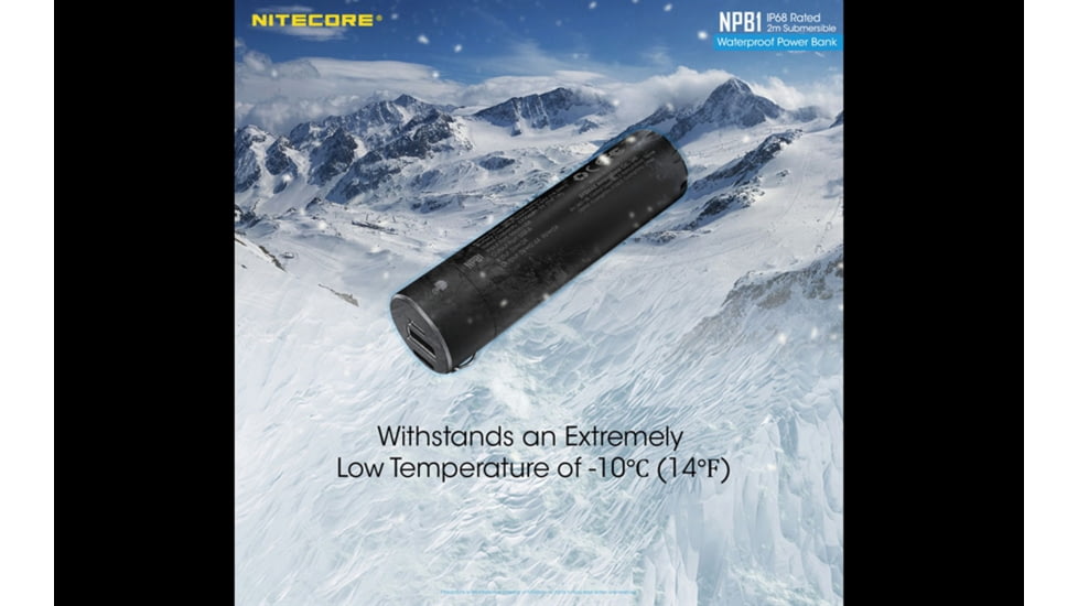 Nitecore NPB1 5000mAh Waterproof Power Bank, Black, 6952506494002