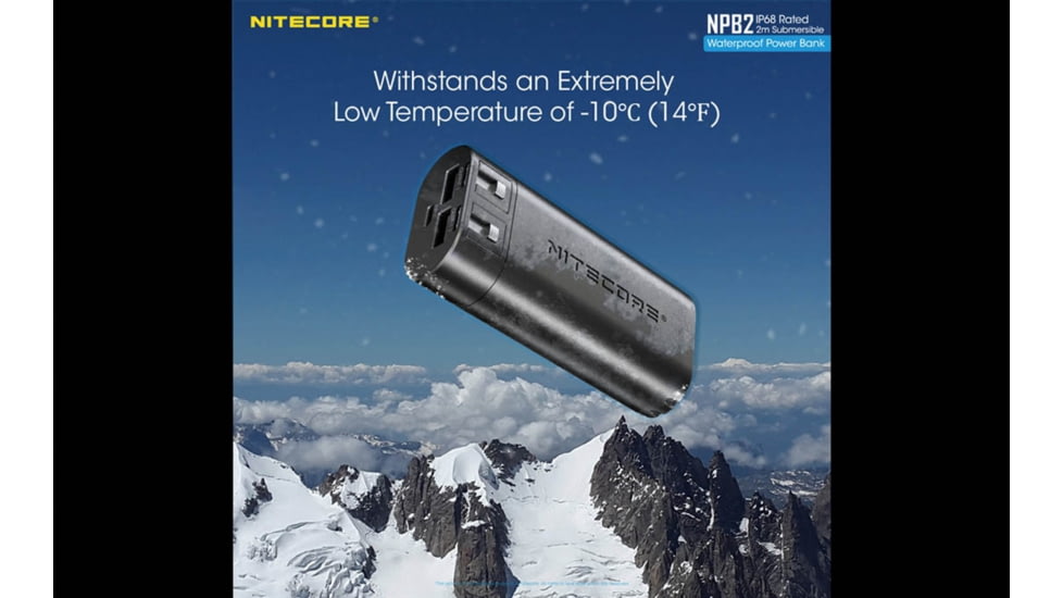 Nitecore NPB2 10,000mAh Waterproof Power Bank, Black, 6952506494019