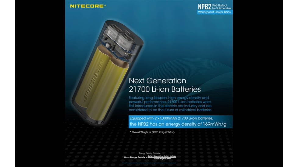 Nitecore NPB2 10,000mAh Waterproof Power Bank, Black, 6952506494019
