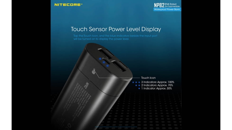 Nitecore NPB2 10,000mAh Waterproof Power Bank, Black, 6952506494019