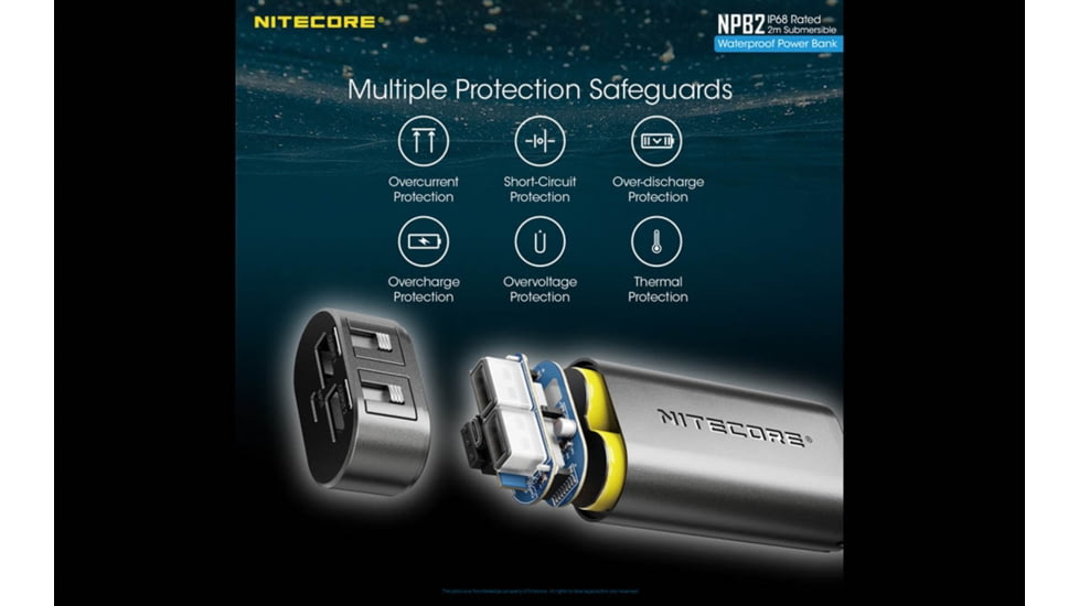 Nitecore NPB2 10,000mAh Waterproof Power Bank, Black, 6952506494019