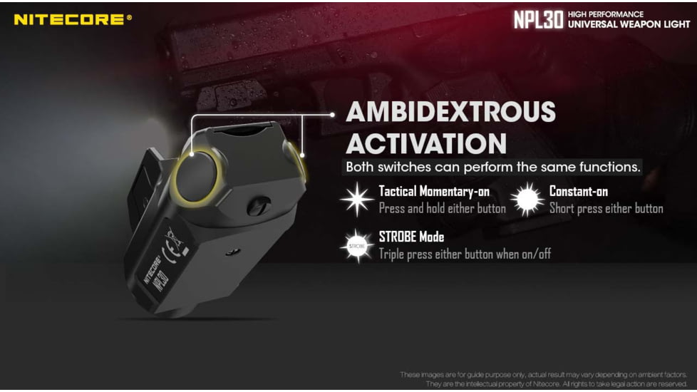 Nitecore NPL30 1200 Lumen Rail Mount Flashlight, Black, 6952506404148