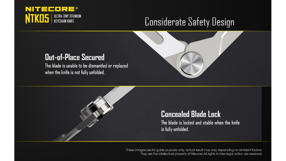 Nitecore NTK05 Titanium Folding Scalpel Keychain Knife, 2.17in, TC4 Titanium Alloy, SIlver, 6952506493098