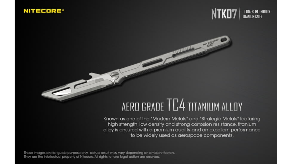 Nitecore NTK07 Titanium Knife, 4.51in, Silver, 6952506494088